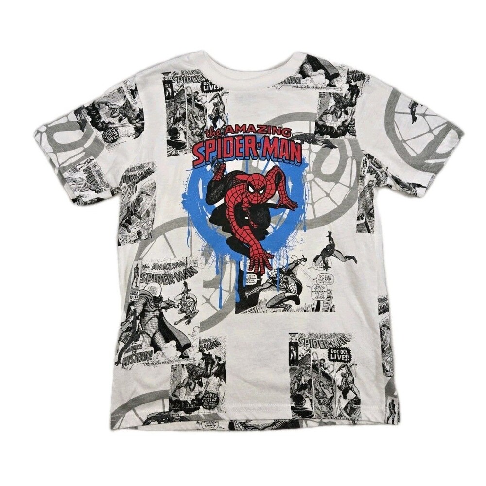Boys Marvel Spiderman Short Sleeve T Shirt Medium 8 White